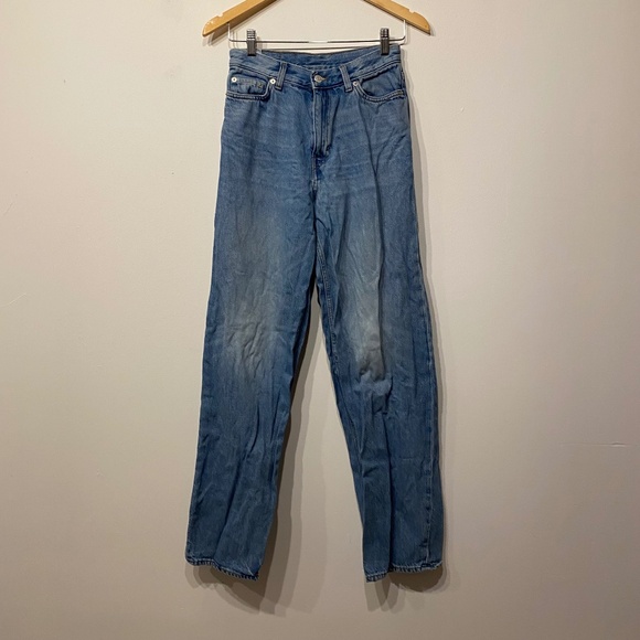 Weekday Rail Mid Rise Loose Baggy Fit Wide Leg Jeans Size 25 - Picture 1 of 4